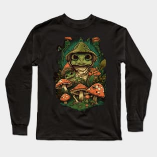 Cottagecore Frogs And Shrooms Long Sleeve T-Shirt